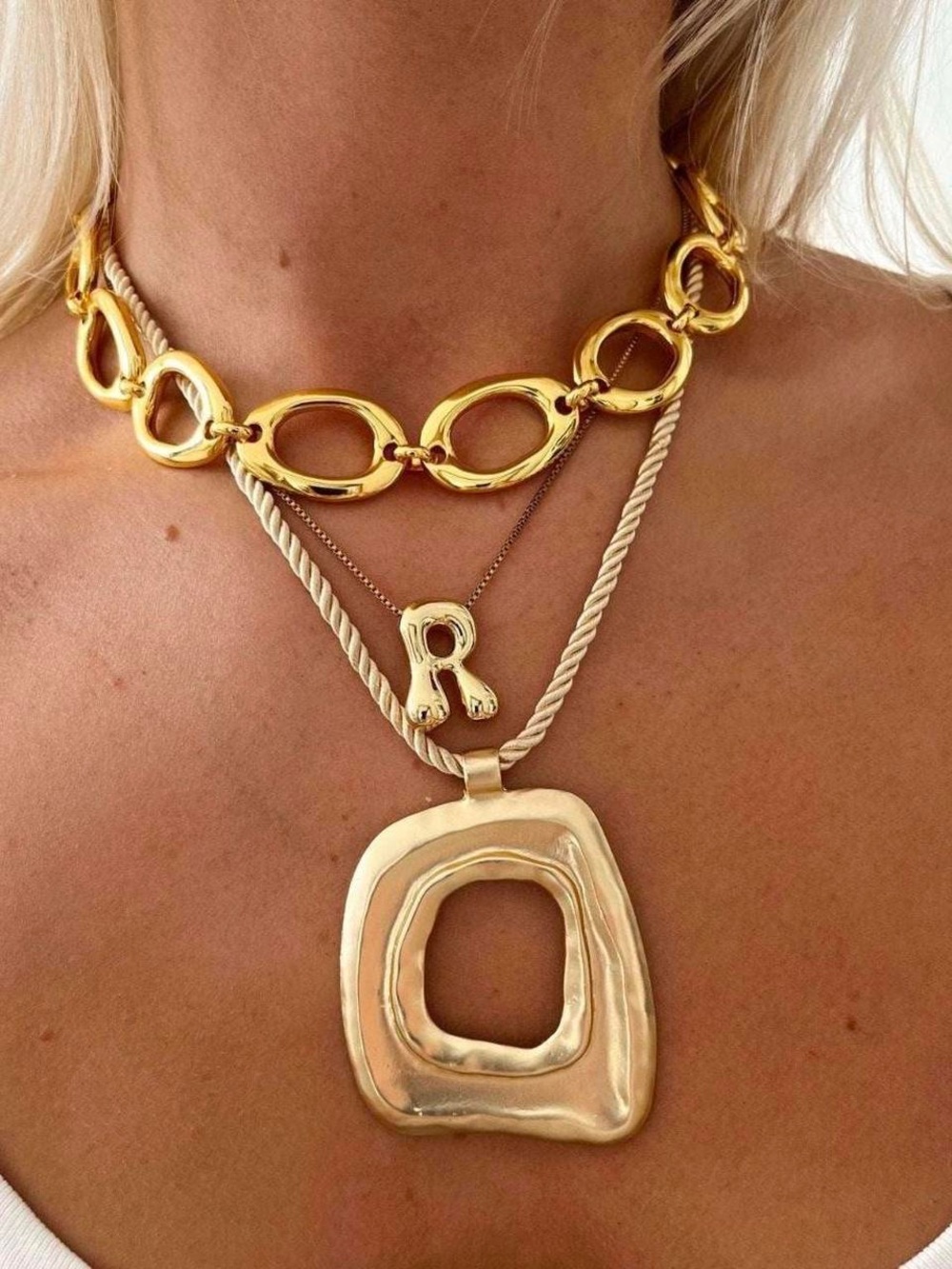 Gold-Tone Layered Pendant Necklace Set - Gold